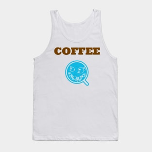 Coffee Themed Design with Smiley Cup Tank Top